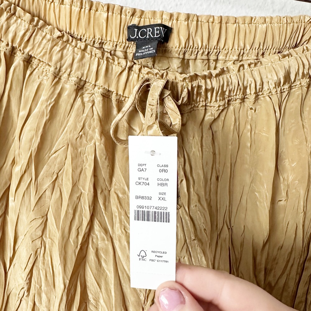 J. Crew New Soleil Gold Metallic Crinkle Pull-on Pants women's size XXL NEW - Picture 5 of 11